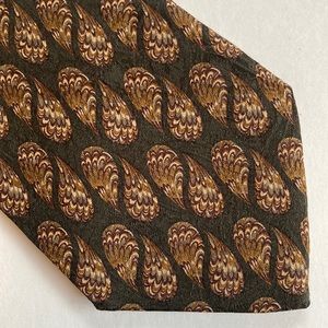 VINTAGE Joseph Abboud Men’s Embossed Silk Tie -olive, taupe, tan brown, burgundy